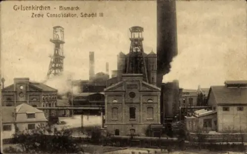 Ak Bismarck Gelsenkirchen im Ruhrgebiet, Zeche Consolidation, Schacht III