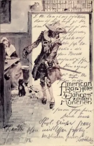 Künstler Ak München Bayern, American Bar, Hotel Vier Jahreszeiten