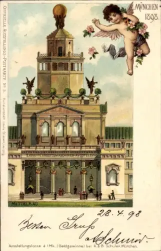 Litho München, MIttelbau, Engel, Ausstellung 1898