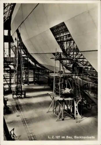 Ak Friedrichshafen am Bodensee, Luftschiff LZ 127 im Bau, Backbordseite, Zeppelin