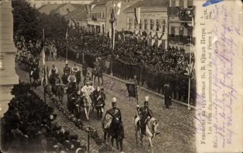 CPA Serbie, Les Fêtes du couronnement du roi Pierre I