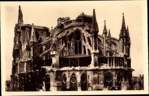Ak Reims Marne, Abside de la Cathedrale, Ruines