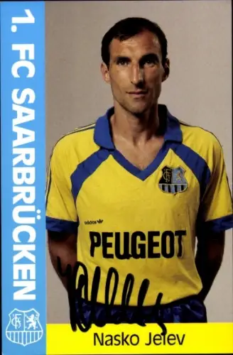 Autogrammkarte Fußballer Nasko Jelev, 1. FC Saarbrücken, Autogramm