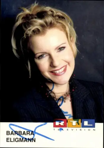 Autogrammkarte Moderatorin Barbara Eligmann, Portrait, Autogramm