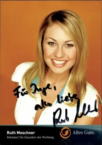 Autogrammkarte Moderatorin Ruth Moschner, Portrait, Autogramm