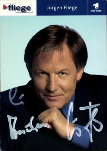 Autogrammkarte Moderator Jürgen Fliege, Portrait, Autogramm