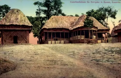 Ak Strasbourg Straßburg Elsass Bas Rhin, Völkerschau, Unterkunftshaus für Europäer in Kamerun