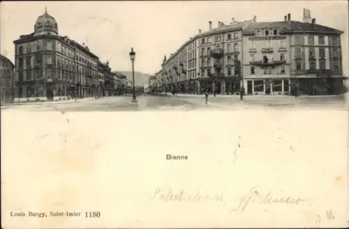 Ak Biel Bienne Kt. Bern, Straße, Gebäude
