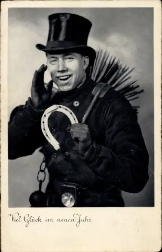 Ak Glückwunsch Neujahr, Schornsteinfeger