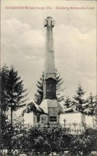 Ak Wissembourg Weißenburg Elsass Bas Rhin, Schlachtfeld, Geisberg Armee-Denkmal