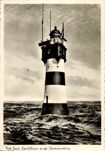 Ak Wilhelmshaven in Niedersachsen, Rote Sand Leuchtturm