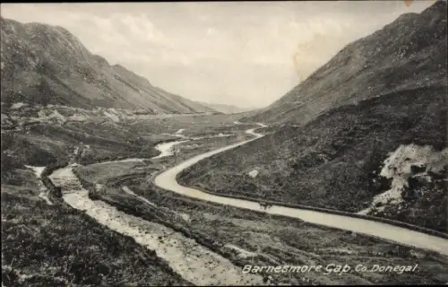 Ak Glenties Co. Donegal Irland, Berglandschaft, Fluss, Straße, Barnesmore Gap, Co. Donegal