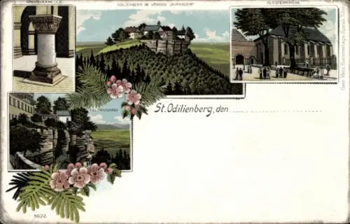 Litho Mont Sainte Odile Odilienberg Elsaß Bas Rhin, Chapelle, Église du Couvent, Rochers