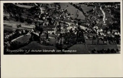 Ak Klingenmünster an der Weinstraße Pfalz, Luftaufnahme,  deutsche Weinstraße, Flugzeugaufnahme