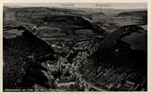 Ak Paide Weissenstein Estland, Luftaufnahme, Kreuzberg, Hornberg, Weissenstein am Fuße der Alb