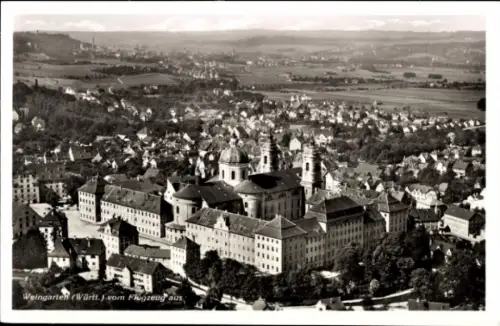 Ak Weingarten in Württemberg, Weingarten (Württ.) vom Flugzeug aus, Luftaufnahme,  Architektur