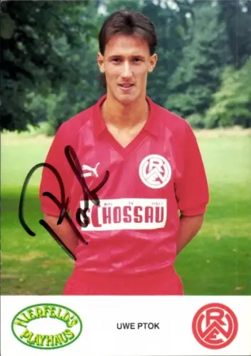 Autogrammkarte Fußballer Uwe Ptok, Rot Weiss Essen, Autogramm