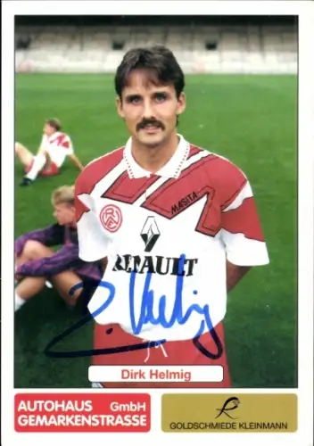 Autogrammkarte Fußballer Dirk Helmig, Rot Weiss Essen, Autogramm