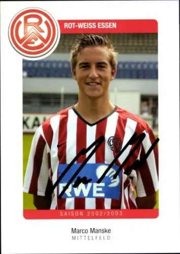 Autogrammkarte Fußballer Marco Manske, Rot Weiss Essen, Autogramm