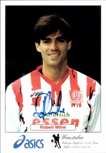 Autogrammkarte Fußballer Robert Milne, Rot Weiss Essen, Autogramm