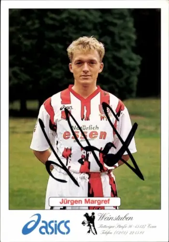Autogrammkarte Fußballer Jürgen Margref, Rot Weiss Essen, Autogramm