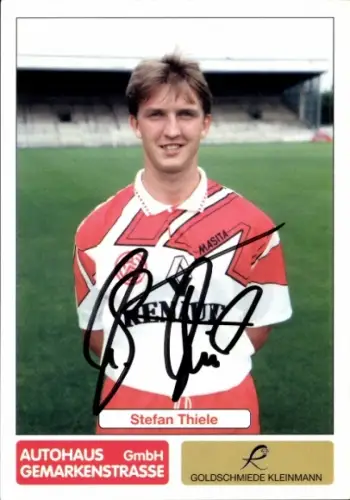 Autogrammkarte Fußballer Stefan Thiele, Rot Weiss Essen, Autogramm