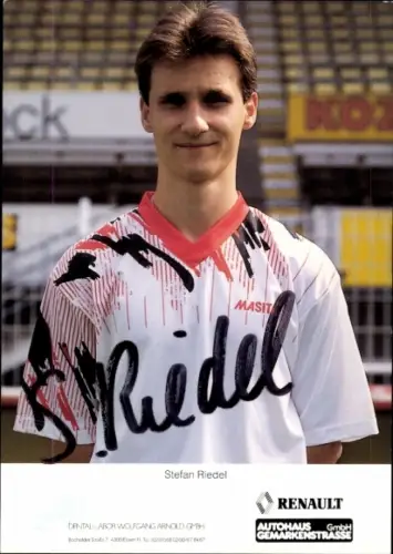Autogrammkarte Fußballer Stefan Riedel, Rot Weiss Essen, Autogramm