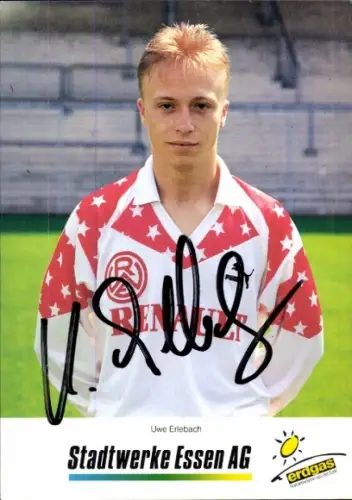 Autogrammkarte Fußballer Uwe Erlebach, Rot Weiss Essen, Autogramm