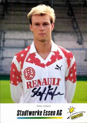 Autogrammkarte Fußballer Stefan Jörissen, Rot Weiss Essen, Autogramm