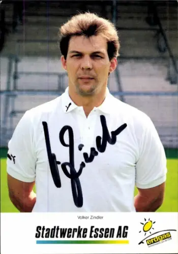 Autogrammkarte Physiotherapeut Volker Zindler, Rot Weiss Essen, Autogramm