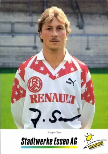 Autogrammkarte Fußballer Jürgen Serr, Rot Weiss Essen, Autogramm