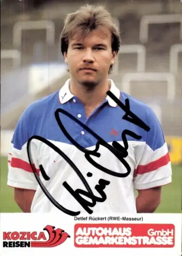Autogrammkarte Masseur Detlef Rückert, Rot Weiss Essen, Autogramm