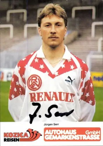 Autogrammkarte Fußballer Jürgen Serr, Rot Weiss Essen, Autogramm