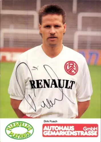 Autogrammkarte Fußballer Dirk Pusch, Rot Weiss Essen, Autogramm