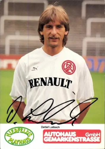 Autogrammkarte Fußballer Detlef Laibach, Rot Weiss Essen, Autogramm