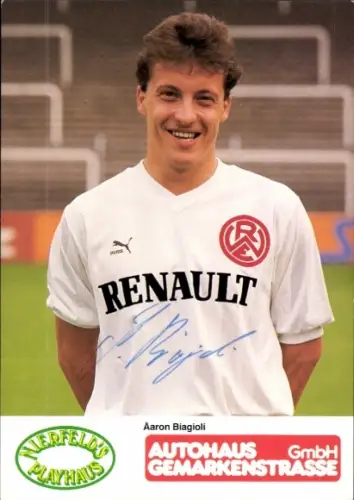 Autogrammkarte Fußballer Aaron Biagioli, Rot Weiss Essen, Autogramm
