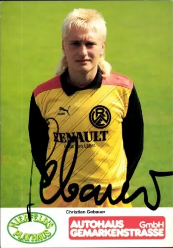 Autogrammkarte Fußballer Christian Gebauer, Rot Weiss Essen, Autogramm