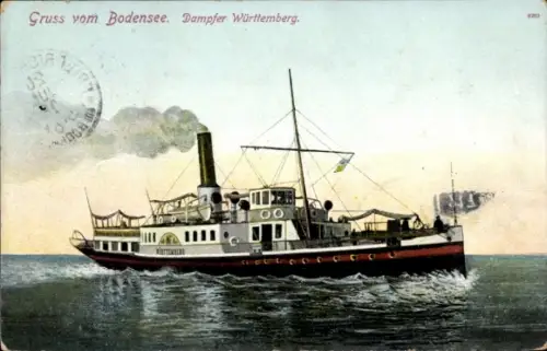 Ak Dampfer Württemberg auf dem Bodensee