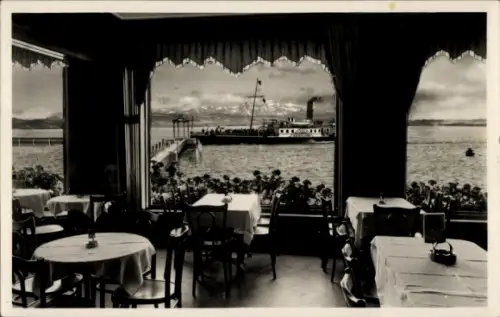 Ak Friedrichshafen am Bodensee, Restaurant Rommelspacher, Dampfer König Karl