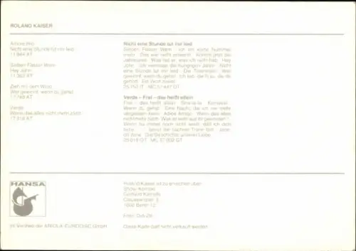 Autogrammkarte Sänger Roland Kaiser, Autogramm