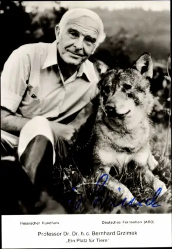 Ak Schauspieler Professor Dr. Dr. h.c. Bernhard Grzimek, Ein Platz für Tiere, Wolf