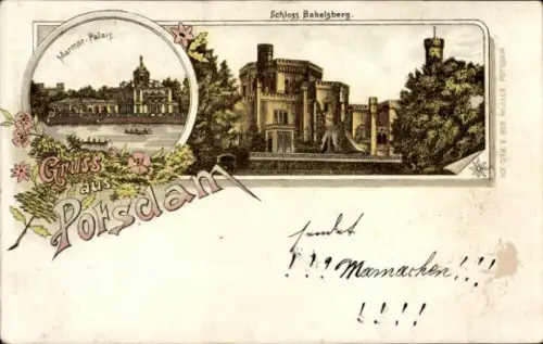 Litho Babelsberg Potsdam, Marmor-Palais, Schloss Babelsberg