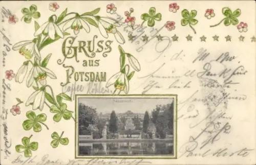 Präge Passepartout Ak Potsdam, Schloss Sanssouci