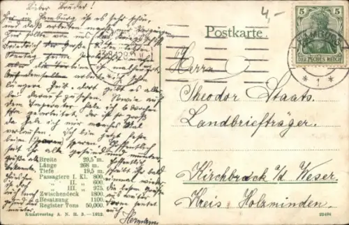 Ak Dampfer Imperator der Hamburg-Amerika-Linie, HAPAG