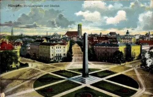 Ak München, Karolinenplatz mit Obelisk