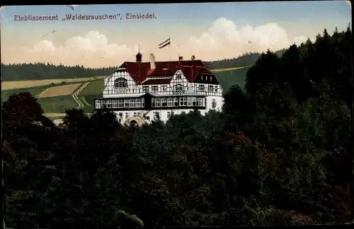 Ak Einsiedel Chemnitz, Etablissement Waldesrauschen,  Gebäude im Wald, Landschaft