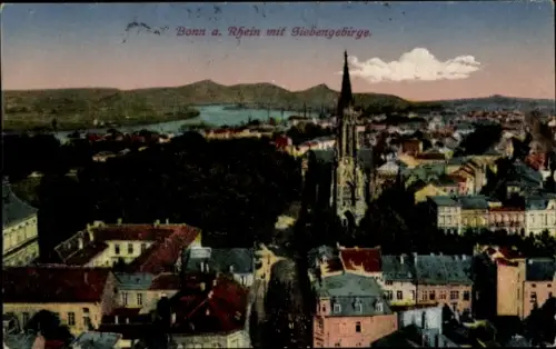 Ak Bonn am Rhein, Bonn am Rhein, Siebengebirge, Stadtansicht, Kirche