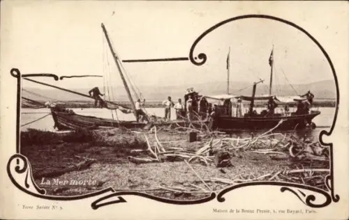 Passepartout Ak Israel, Totes Meer, Boot