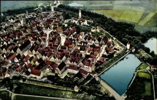 Ak Dinkelsbühl in Mittelfranken, Luftaufnahme vom Luftschiff Zeppelin