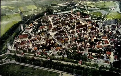 Ak Dinkelsbühl in Mittelfranken, Luftaufnahme vom Luftschiff Zeppelin